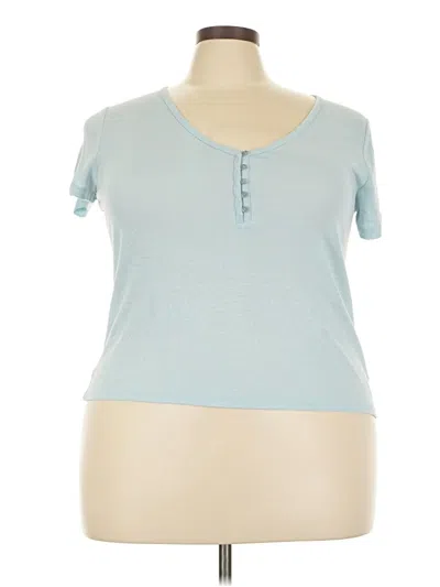 Pre-owned Unbranded Short Sleeve Henley Shirt In Blue