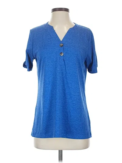 Pre-owned Unbranded Short Sleeve Henley Shirt In Blue