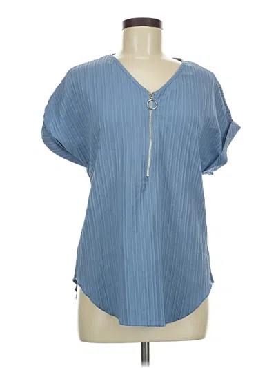 Pre-owned Unbranded Short Sleeve Henley Shirt In Blue