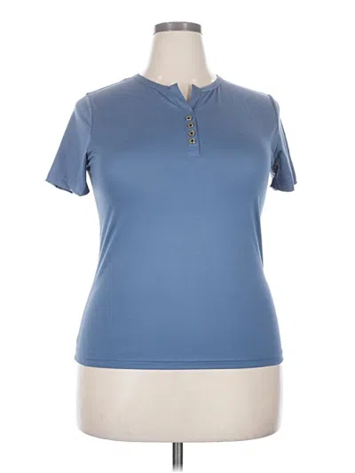 Pre-owned Unbranded Short Sleeve Henley Shirt In Blue