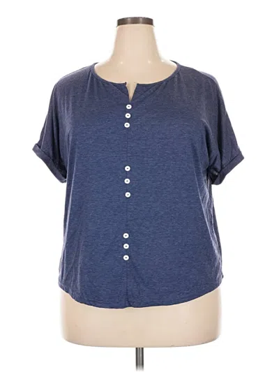 Pre-owned Unbranded Short Sleeve Henley Shirt In Blue