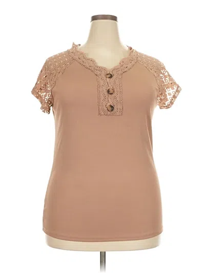 Pre-owned Unbranded Short Sleeve Henley Shirt In Brown