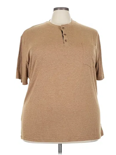 Pre-owned Unbranded Short Sleeve Henley Shirt In Brown