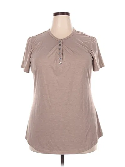Pre-owned Unbranded Short Sleeve Henley Shirt In Brown