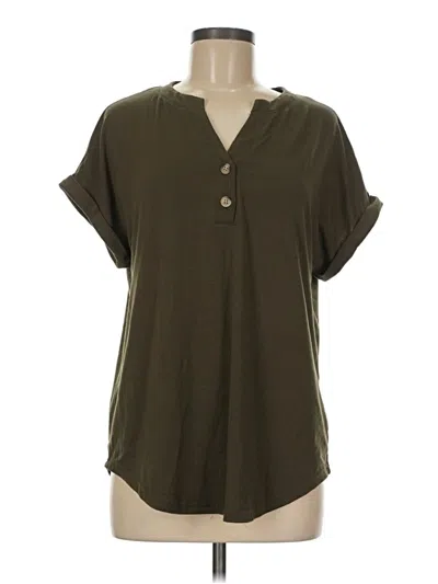 Pre-owned Unbranded Short Sleeve Henley Shirt In Brown