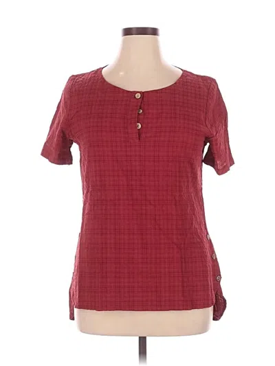 Pre-owned Unbranded Short Sleeve Henley Shirt In Burgundy