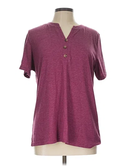 Pre-owned Unbranded Short Sleeve Henley Shirt In Burgundy