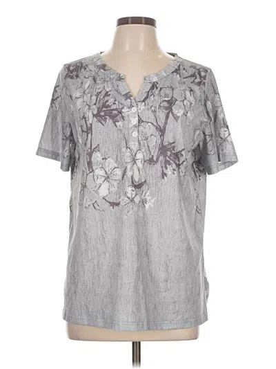 Pre-owned Unbranded Short Sleeve Henley Shirt In Gray