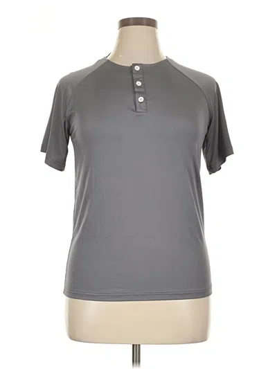 Pre-owned Unbranded Short Sleeve Henley Shirt In Gray