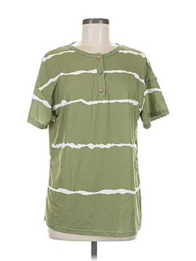 Pre-owned Unbranded Short Sleeve Henley Shirt In Green