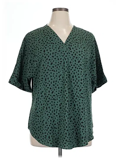 Pre-owned Unbranded Short Sleeve Henley Shirt In Green