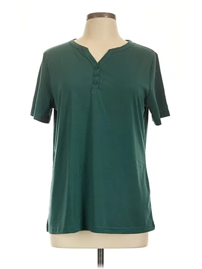 Pre-owned Unbranded Short Sleeve Henley Shirt In Green