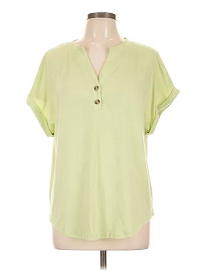 Pre-owned Unbranded Short Sleeve Henley Shirt In Green