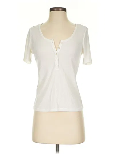 Pre-owned Unbranded Short Sleeve Henley Shirt In Ivory