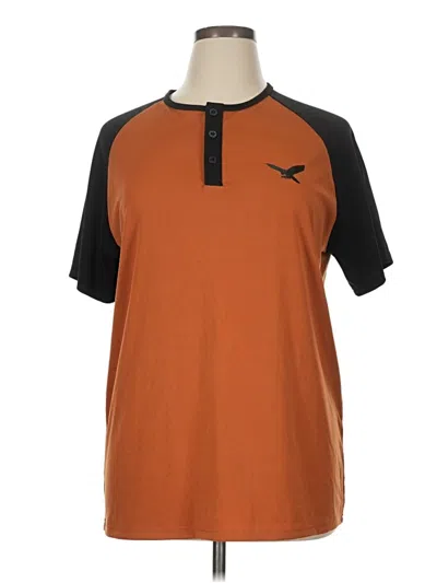 Pre-owned Unbranded Short Sleeve Henley Shirt In Orange