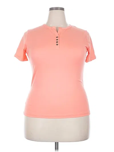 Pre-owned Unbranded Short Sleeve Henley Shirt In Orange