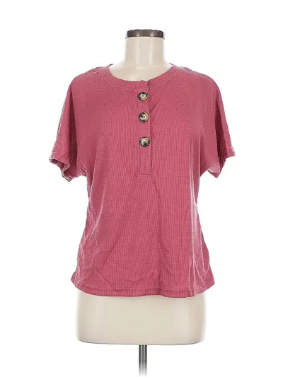 Pre-owned Unbranded Short Sleeve Henley Shirt In Pink