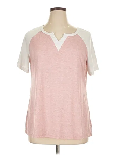Pre-owned Unbranded Short Sleeve Henley Shirt In Pink