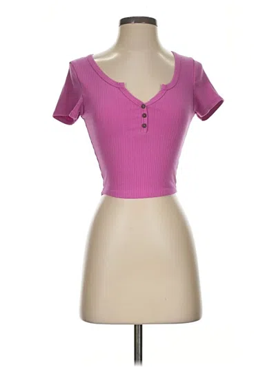 Pre-owned Unbranded Short Sleeve Henley Shirt In Pink