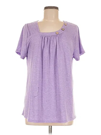 Pre-owned Unbranded Short Sleeve Henley Shirt In Purple