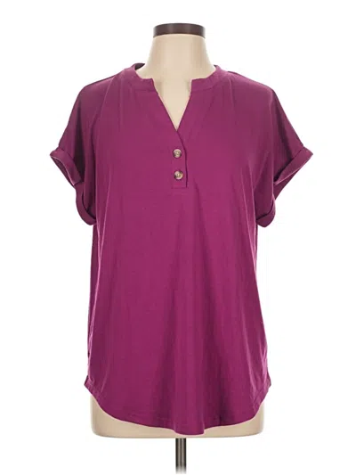 Pre-owned Unbranded Short Sleeve Henley Shirt In Purple
