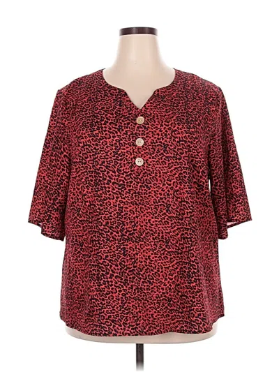 Pre-owned Unbranded Short Sleeve Henley Shirt In Red