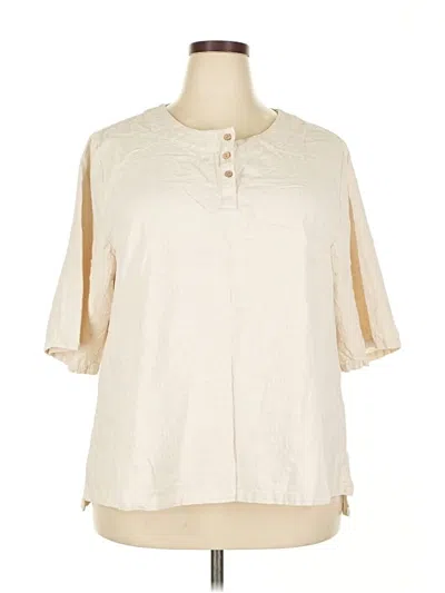 Pre-owned Unbranded Short Sleeve Henley Shirt In White