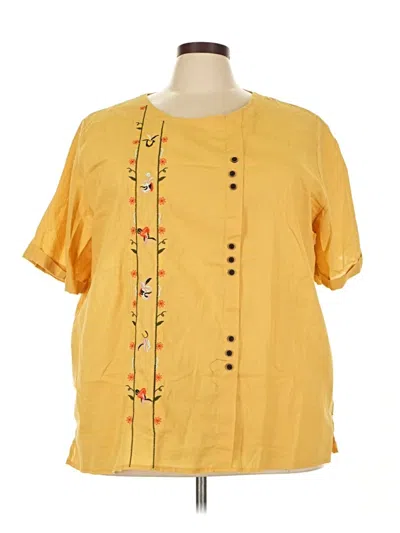 Pre-owned Unbranded Short Sleeve Henley Shirt In Yellow