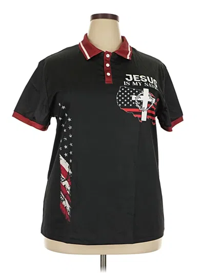 Pre-owned Unbranded Short Sleeve Polo Shirt In Black