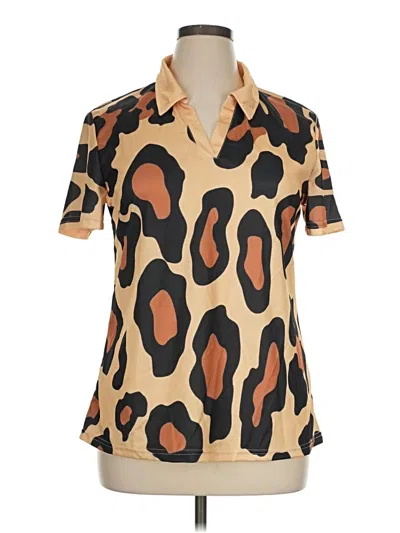 Pre-owned Unbranded Short Sleeve Polo Shirt In Tan