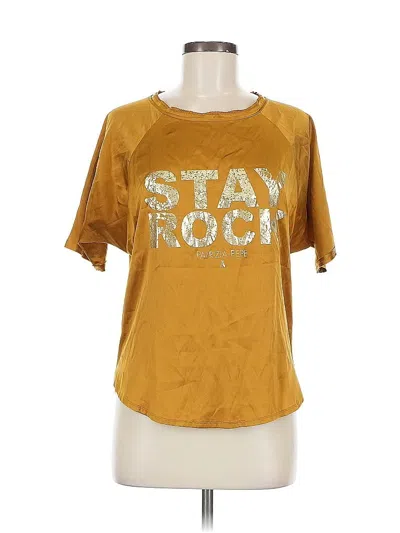 Pre-owned Unbranded Short Sleeve T-shirt In Gold