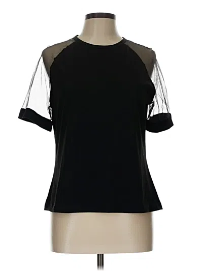 Pre-owned Unbranded Short Sleeve Top Black Cold Shoulder Neckline Tops