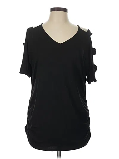 Unbranded Short Sleeve Top Black Cold Shoulder Neckline Tops