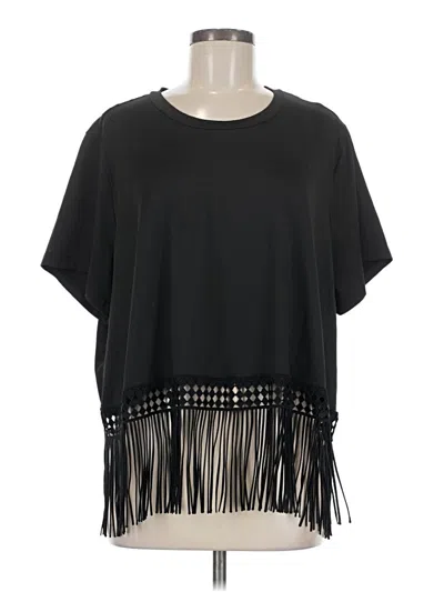 Pre-owned Unbranded Short Sleeve Top Black Crew Neck Tops