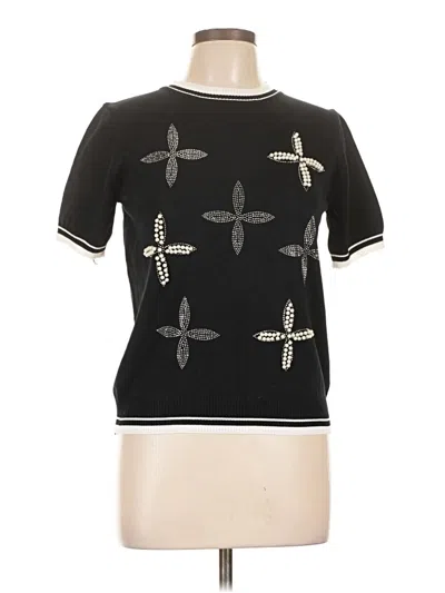 Pre-owned Unbranded Short Sleeve Top Black Crew Neck Tops