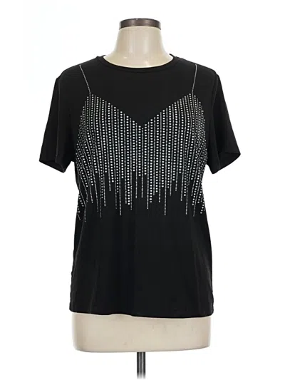 Pre-owned Unbranded Short Sleeve Top Black Keyhole Neckline Tops