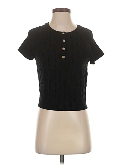 Pre-owned Unbranded Short Sleeve Top Black Keyhole Neckline Tops