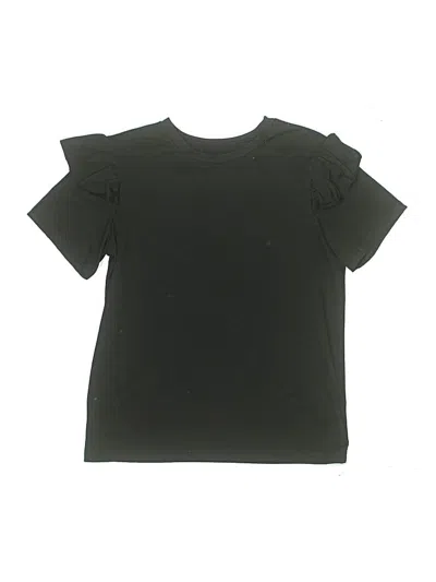 Pre-owned Unbranded Kids' Short Sleeve Top Black Ruffles Neckline Tops