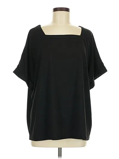 Pre-owned Unbranded Short Sleeve Top Black Square Neckline Tops