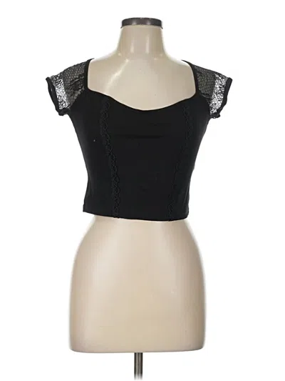 Pre-owned Unbranded Short Sleeve Top Black Sweetheart Neckline Tops