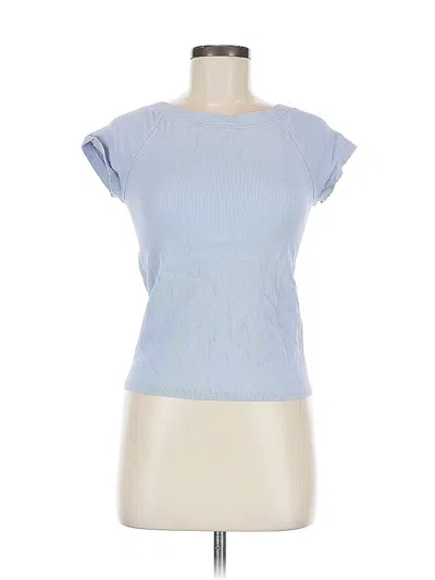 Pre-owned Unbranded Short Sleeve Top Blue Boatneck Tops