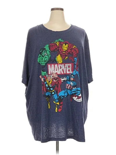 Pre-owned Unbranded Short Sleeve Top Blue Crew Neck Tops
