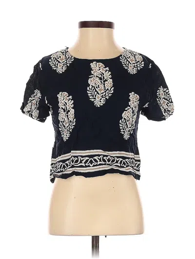 Pre-owned Unbranded Short Sleeve Top Blue Keyhole Neckline Tops