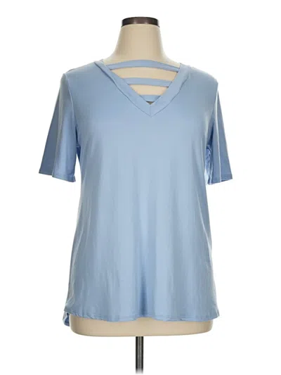 Pre-owned Unbranded Short Sleeve Top Blue Keyhole Neckline Tops