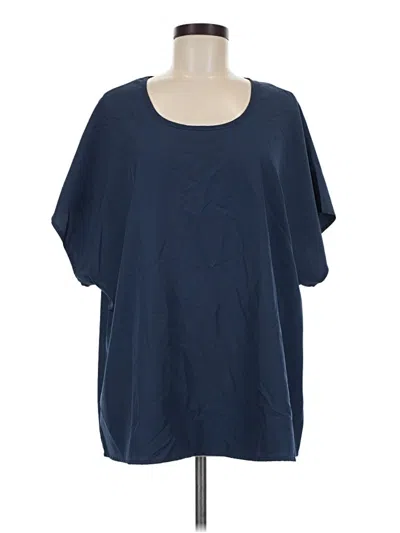 Pre-owned Unbranded Short Sleeve Top Blue Scoop Neck Tops