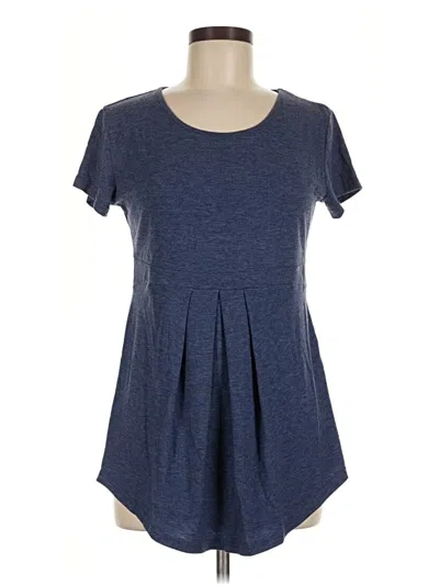 Pre-owned Unbranded Short Sleeve Top Blue Scoop Neck Tops