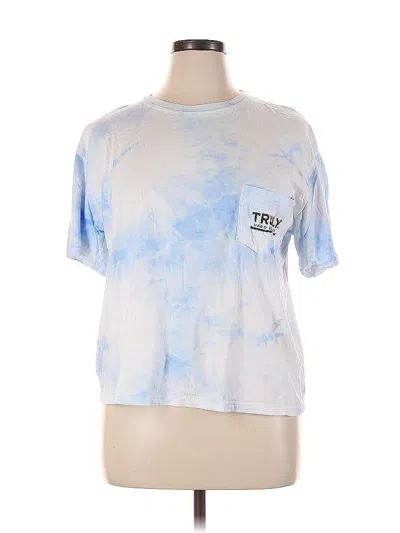 Pre-owned Unbranded Short Sleeve Top Blue Tie-dye Pattern Crew Neck Tops