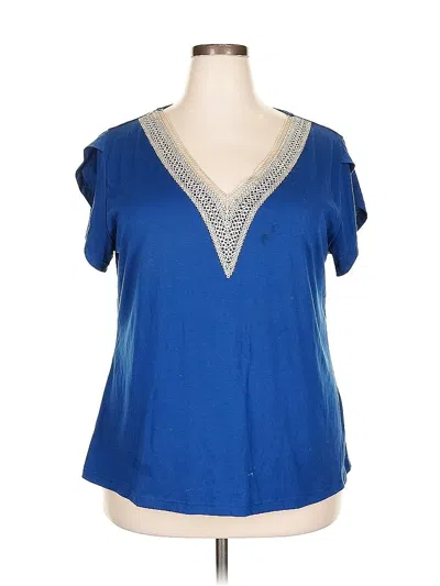 Pre-owned Unbranded Short Sleeve Top Blue V Neck Tops