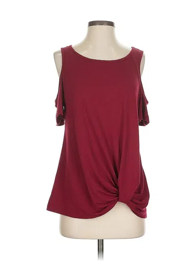 Pre-owned Unbranded Short Sleeve Top Burgundy Cold Shoulder Neckline Tops