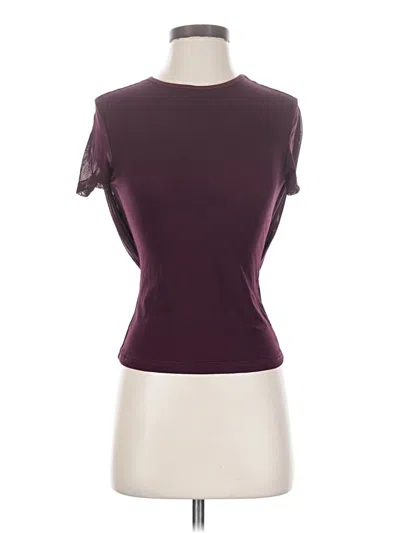 Pre-owned Unbranded Short Sleeve Top Burgundy Mock Neckline Tops
